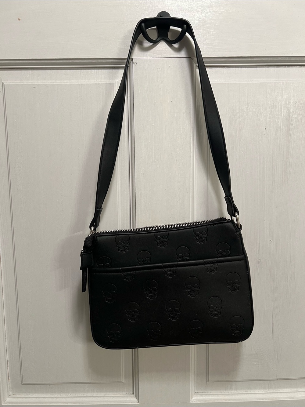 MAD Engine Black Embossed Skull Crossbody Bag
